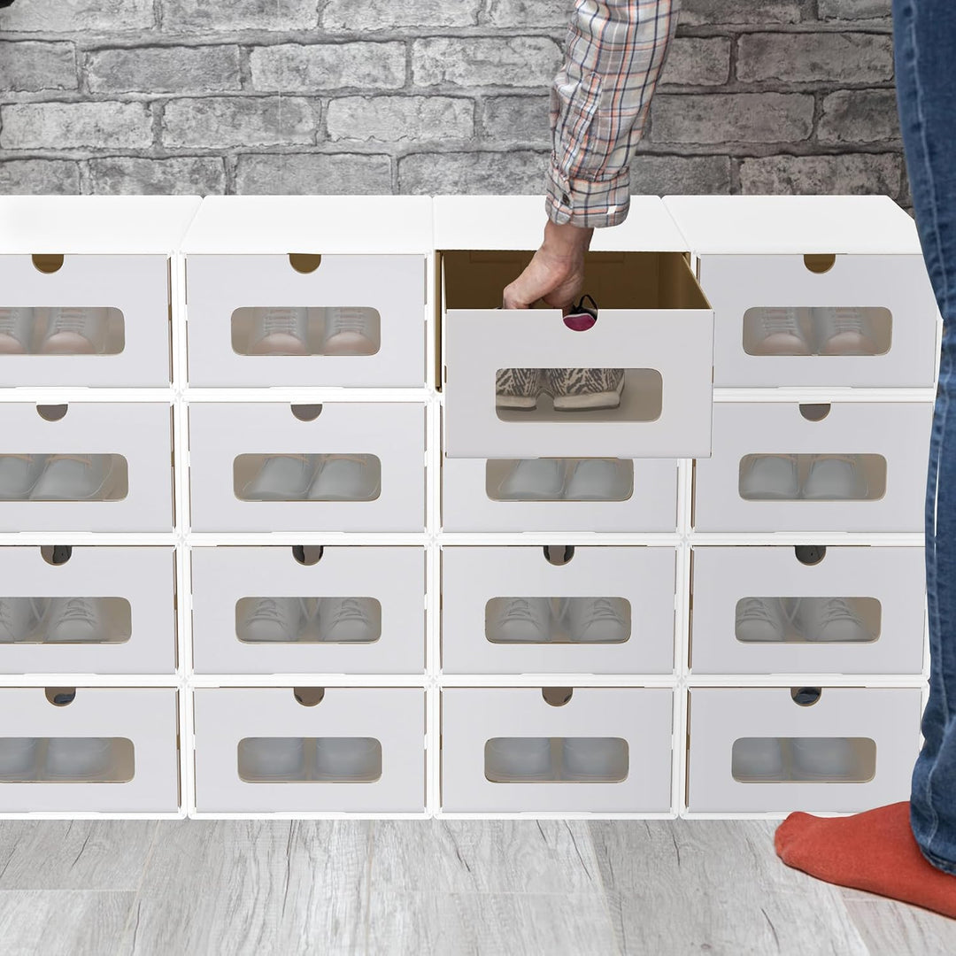 LILIIN Schuhboxen Stapelbar Boxen-Set 10 Stück, Weiss Weiss 10 Stück, Weiss 10 Stück