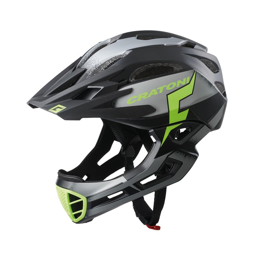 Cratoni C-Maniac Pro Integralhelm Downhill BMX Kinnbügel abnehmbar S-M (52-56 cm) black/lime matte,