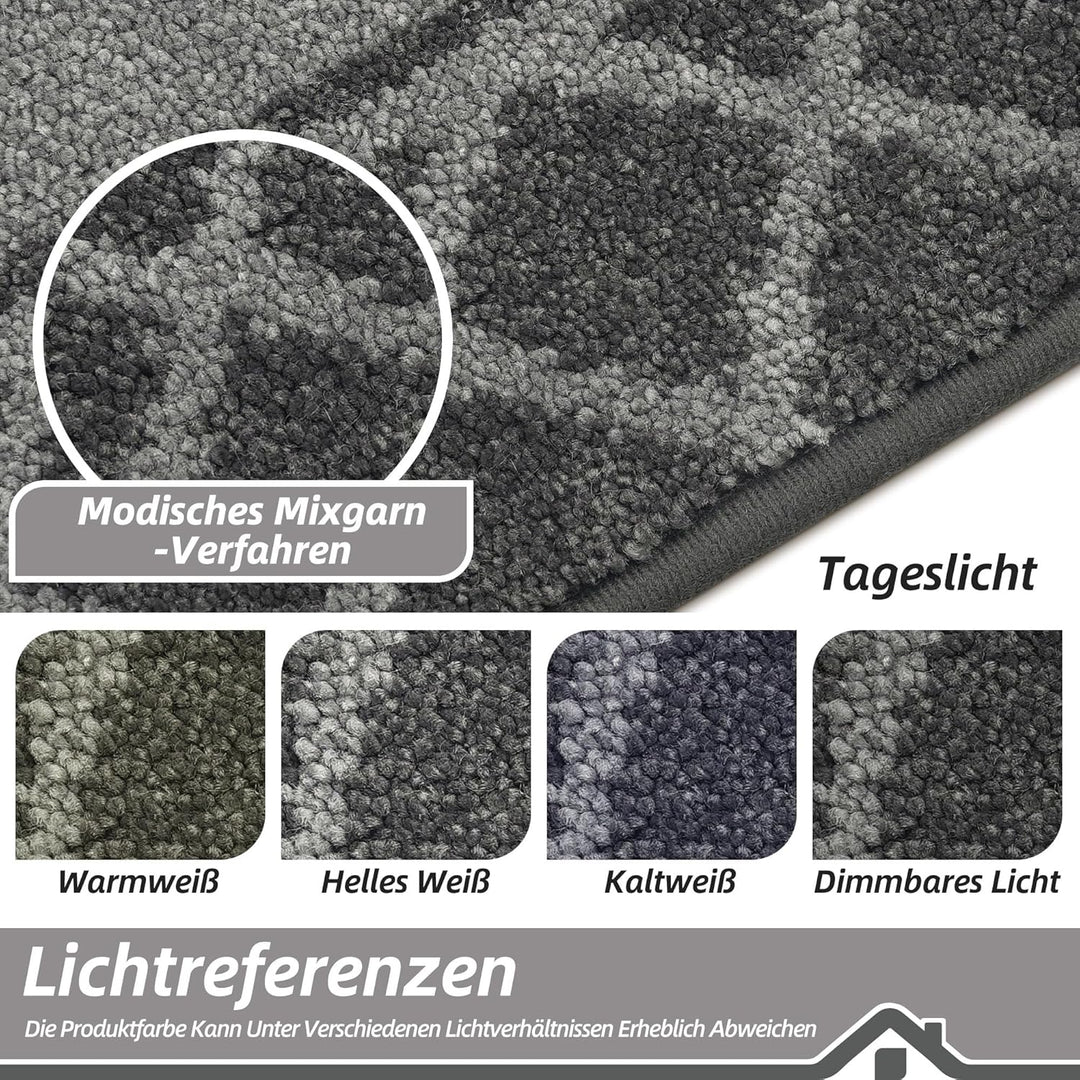 BEQHAUSE Schmutzfangmatte, TPR rutschfest, Polyester, Grau, 90x150cm 90 x 150 cm Kohlgrau, 90 x 150