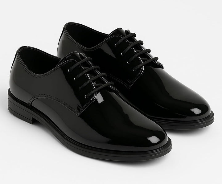SIRRI Jungen Derby Lackschuhe Formelle Abendschuhe Schnürschuhe Hochzeit Ballschuhe 26 EU Schwarz, 2