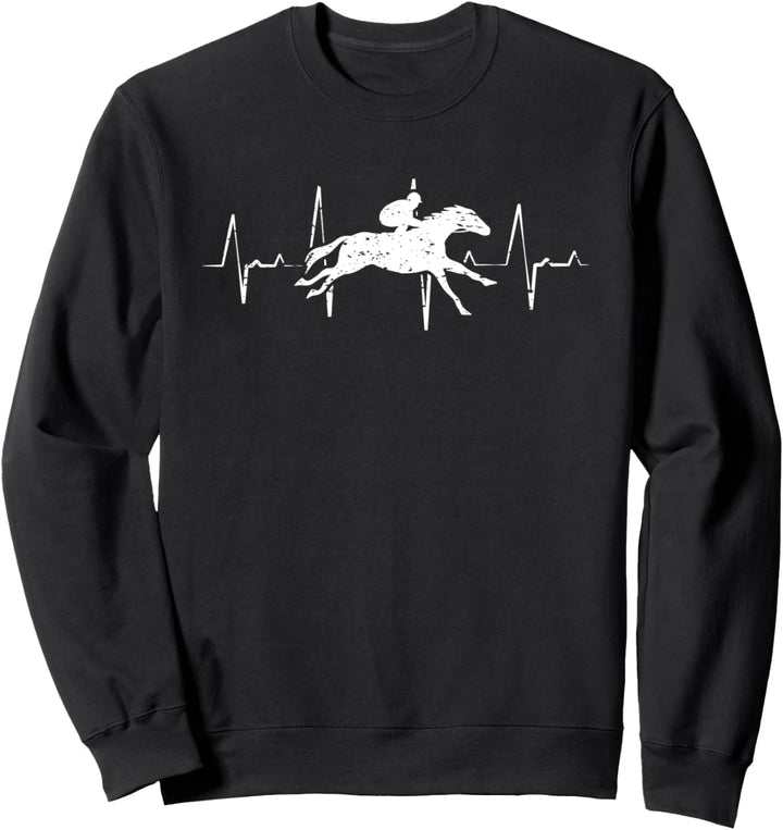 Herzschlag Herzlinie Herzfrequenz Pferderennen Sweatshirt