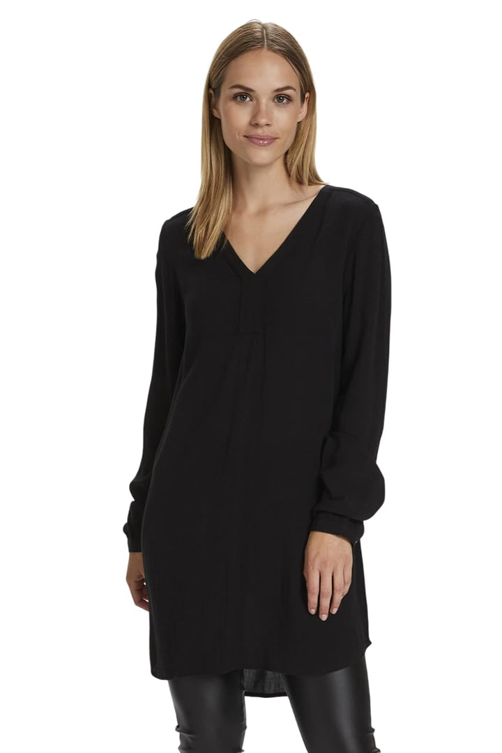 KAFFE Tunika Amber Damen Tunika Amber Langarm V Ausschnitt Shirt Casual Basic, 34 Black Deep