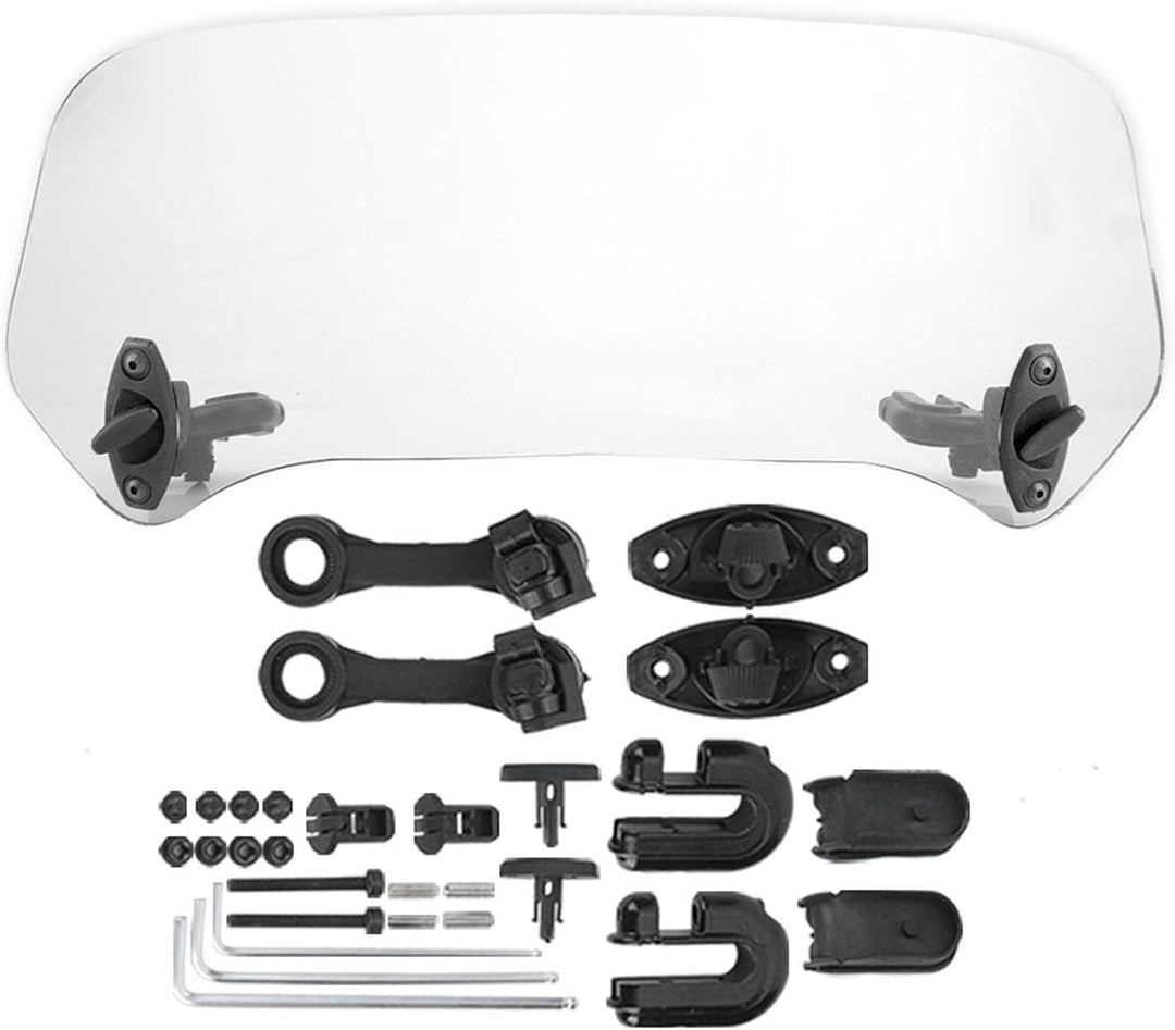 Motorrad Windschutzscheibe Windspoiler verstellbar universell aus robustem Kunststoff 28x12cm (Trans