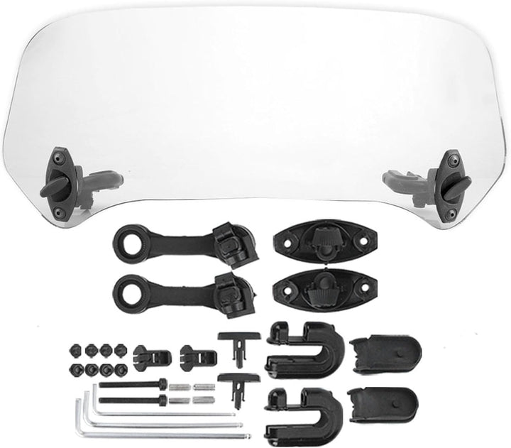 Motorrad Windschutzscheibe Windspoiler verstellbar universell aus robustem Kunststoff 28x12cm (Trans
