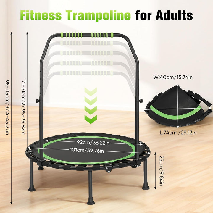 Fitness-Trampolin, tragbares 101 cm/39,76 Zoll faltbares Rebound-Trampolin,leises Design,Tragkraft 2