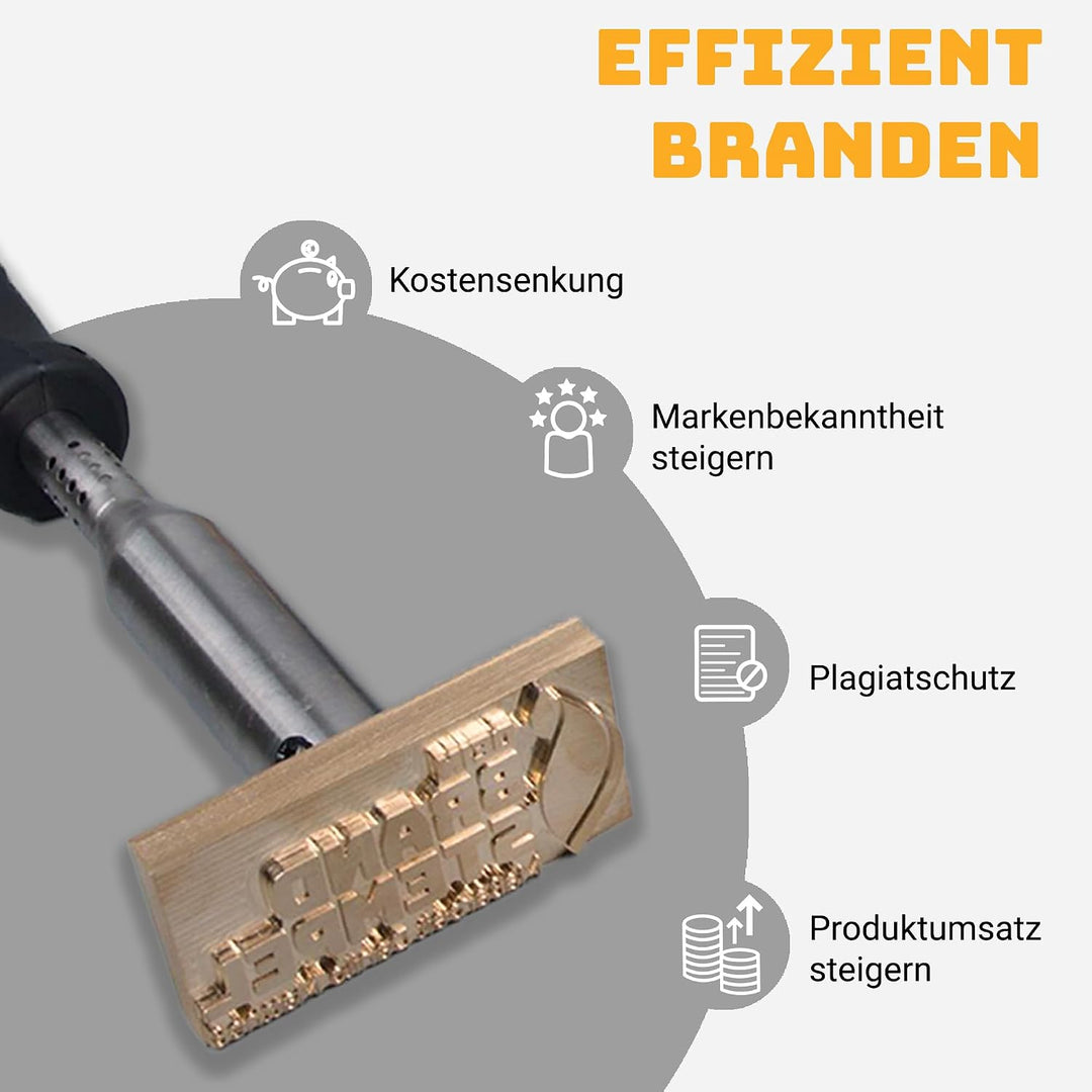 elektrischer Brandstempel mit deinem Schriftzug im Motiv "Säge" für Holz, Leder, Pappe - personalisi