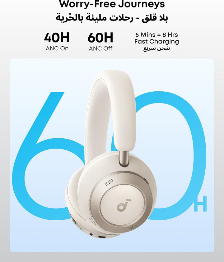 soundcore Space One Pro by Anker, Kopfhörer mit adaptiver aktiver Geräuschunterdrückung, super faltb