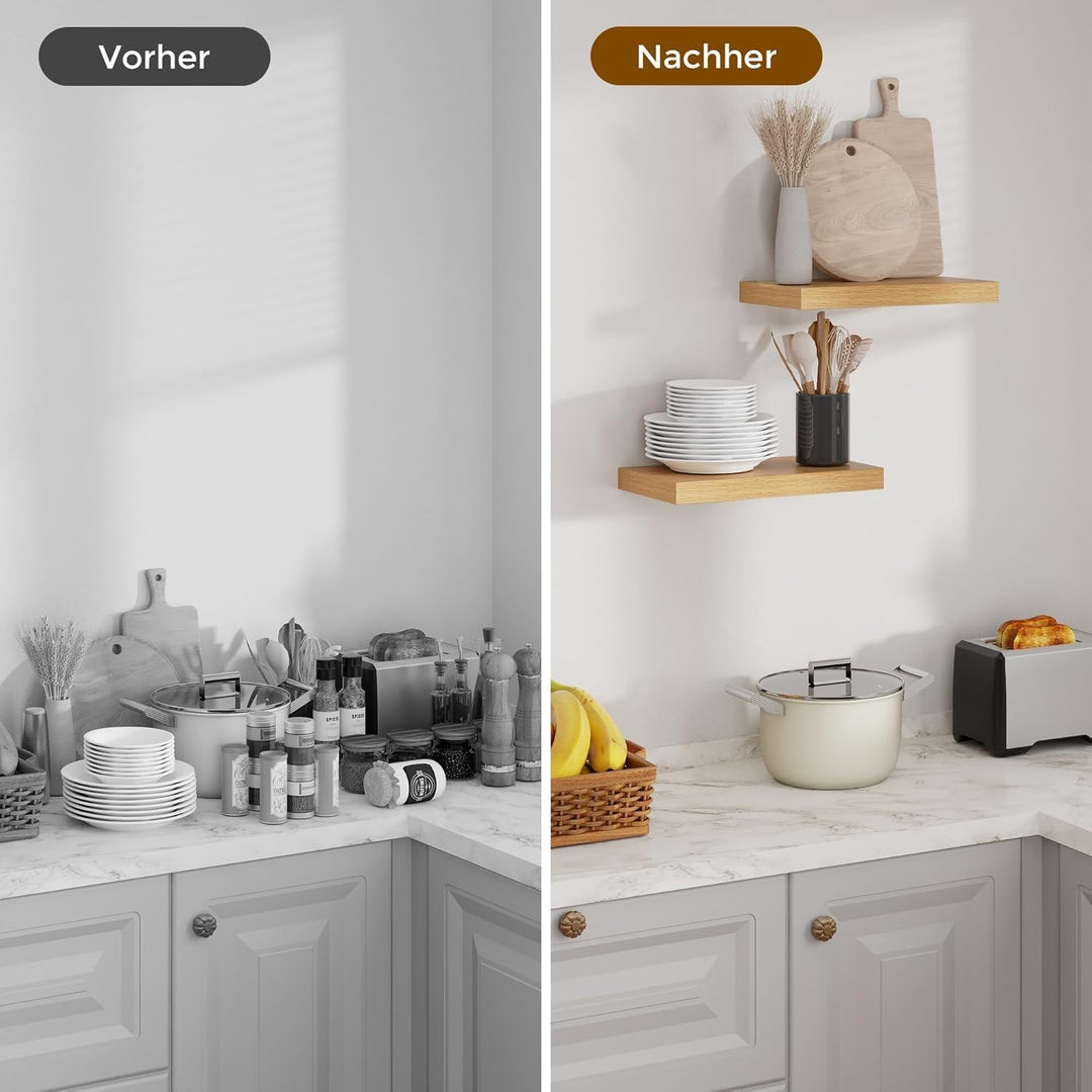 Feihorrm Wandregal Holz 23,5 cm Tiefe, 40 cm Eiche Regal 2er Set Eiche 40 CM - Set of 2, Eiche 40 CM