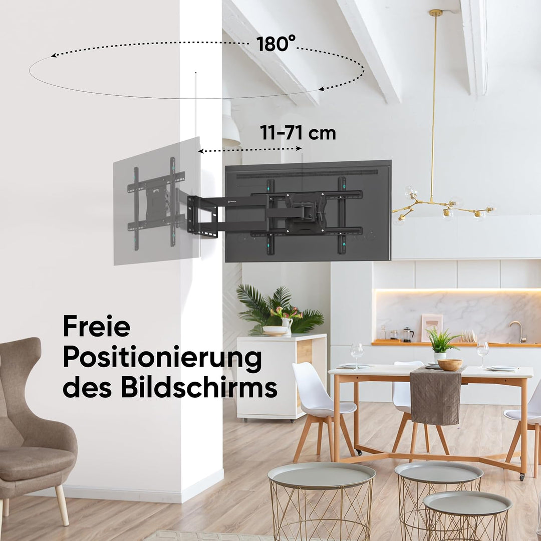 ONKRON TV Wandhalterung schwenkbar für 40-75 Zoll TV bis zu 68 kg - TV Wandhalterung ausziehbar &amp; ne