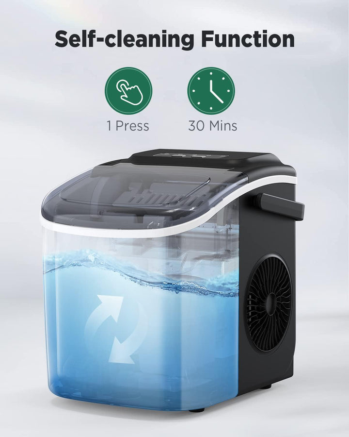 Silonn Eiswürfelmaschine, Eiswürfelbereiter 12 kg/24h, 9 Eiswürfel in 6 Min, 2 Grössen, Selbstreinig