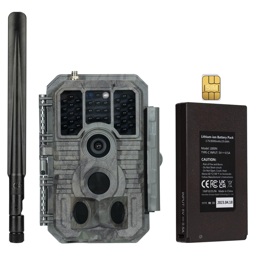 Meidase S960 4G LTE Wildkamera mit Wiederaufladbarem 8000-mAh-Lithium-Akku, Wildtierkamera Handyüber