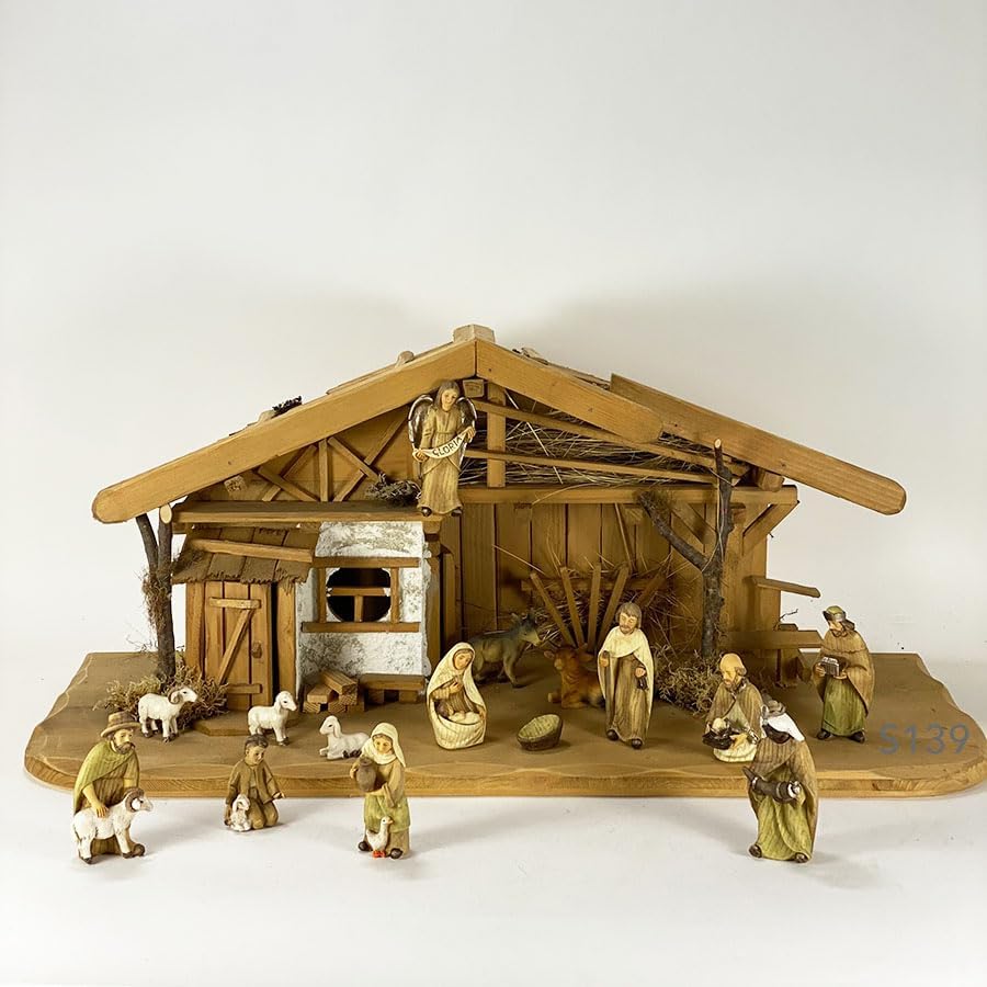 FADEDA Stall Hammersee/Höhe:21 cm/handbemalt/detailgetreue Krippen Figuren - Weihnachten Tisch Dekor