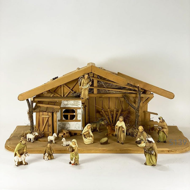 FADEDA Stall Hammersee/Höhe:21 cm/handbemalt/detailgetreue Krippen Figuren - Weihnachten Tisch Dekor