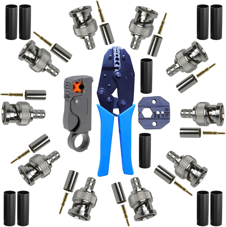 BNC Crimpzange &amp; RG58 BNC Stecker Kit – 10er Pack BNC Male Crimp Steckverbinder + BNC Crimpwerkzeug