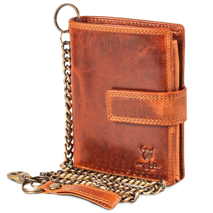 MATADOR Herren Biker Geldbörse Portemonnaie Leder mit Kette | Brieftasche Portmonee Männer mit RFID