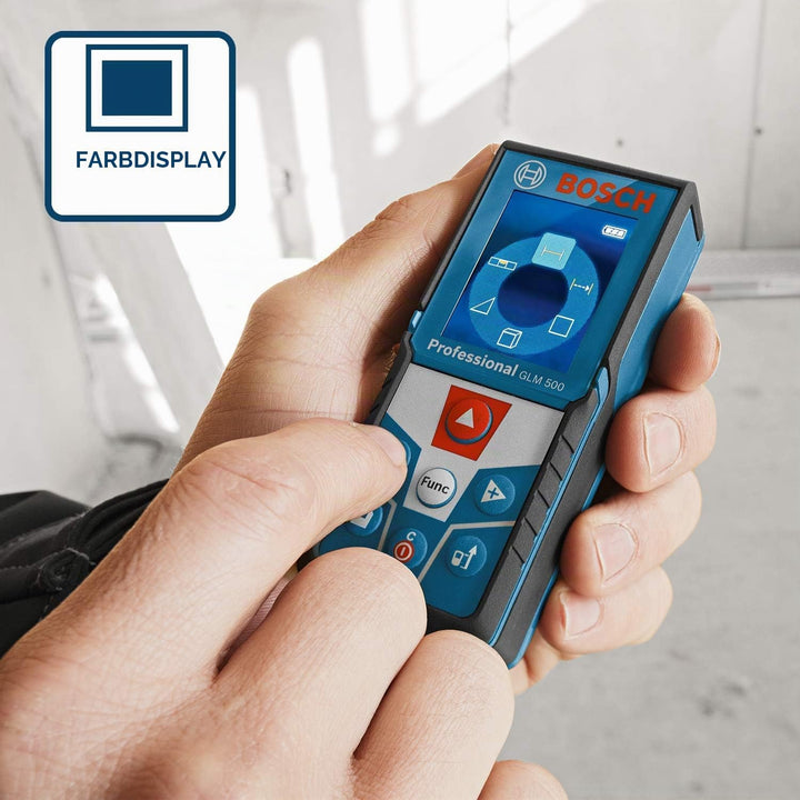 Bosch Laser Entfernungsmesser GLM 500 (Arbeitsbereich: 0,05–50 m, Neigungswinkel: 0–360°, Messgenaui