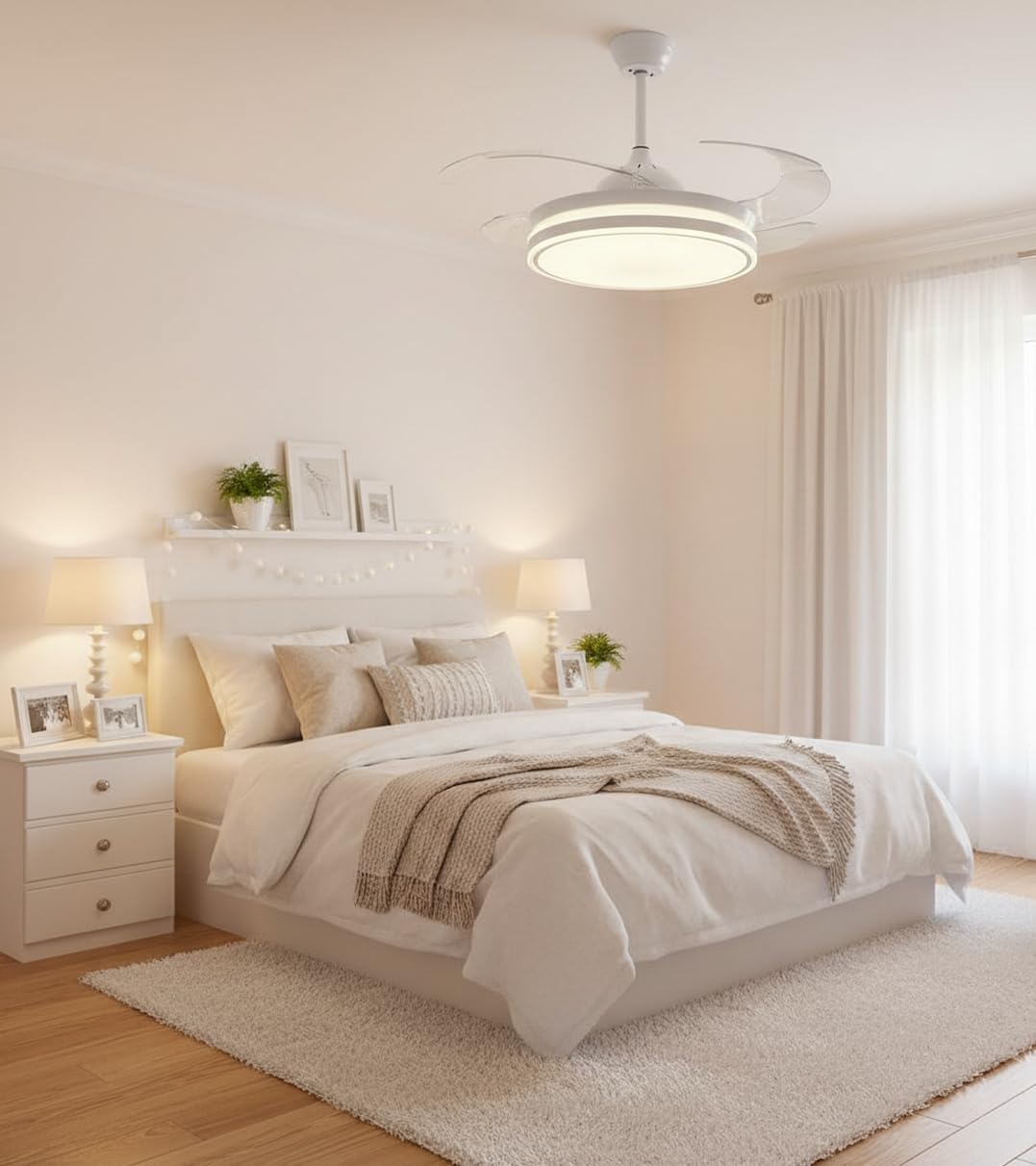 BEL AIR HOME Asgard Deckenventilator, leiser DC-Motor, ausklappbare Flügel, 108 cm, LED-Licht, 36 W,