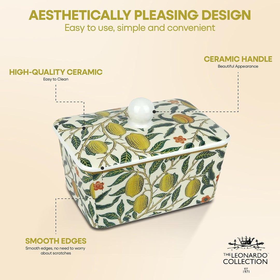 The Leonardo Collection Fruits Butterdose von William Morris | Elegante Butterdose aus Keramik mit i