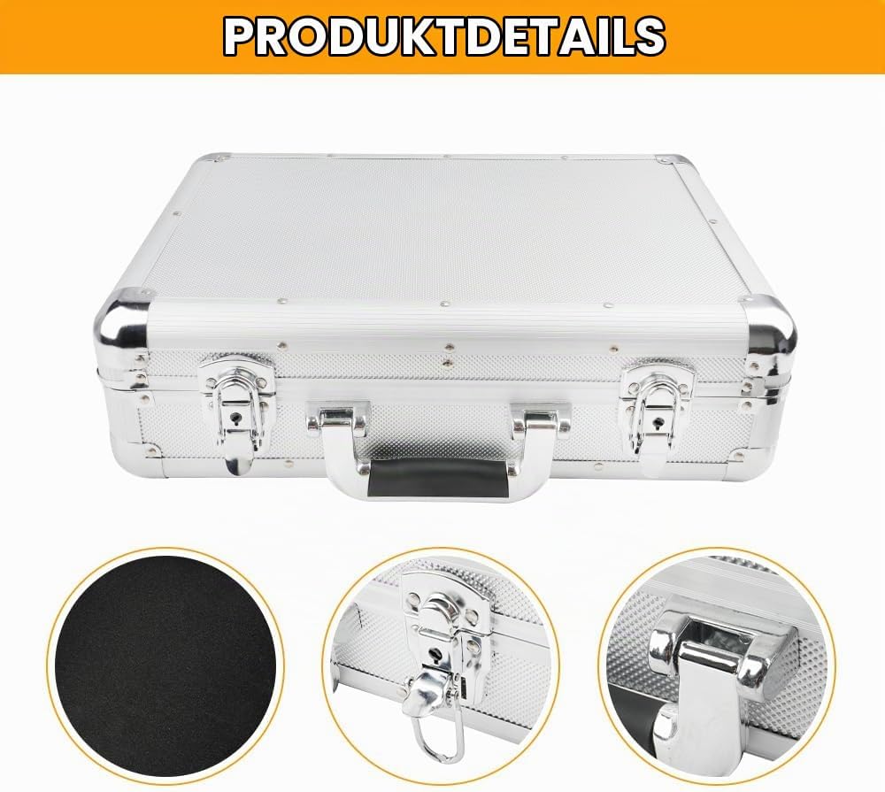 Hoteche Aluminium Werkzeugkoffer 42.5 * 30.5 * 12.5cm mit 2 Langen und 3 Kurzen Trennwänden, Werkzeu
