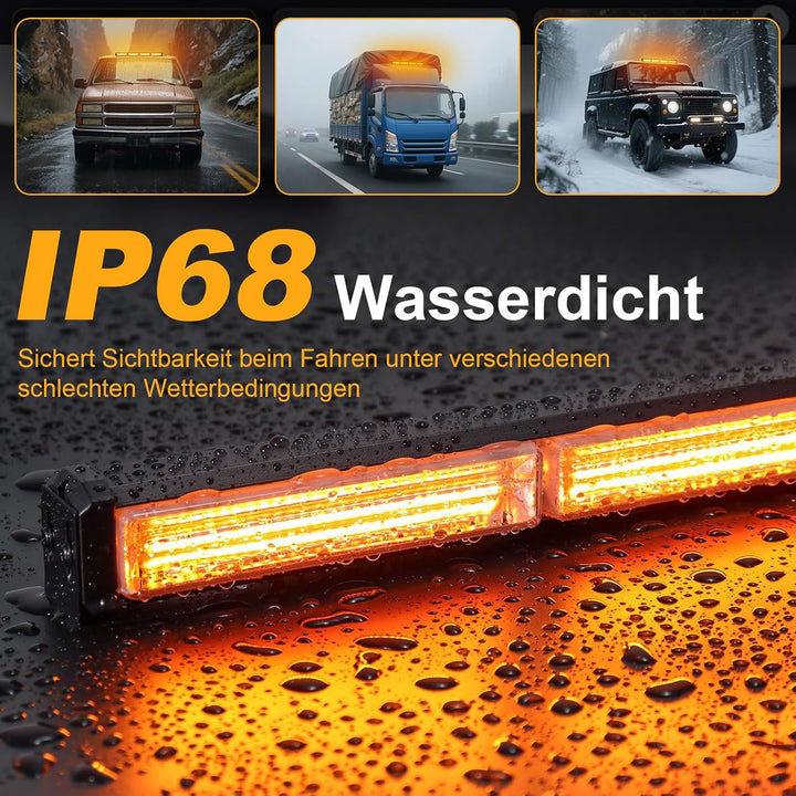 AnTom 58cm LED Rundumkennleuchte 40W Gelb Rundumleuchte für Auto Anhänger Wohnwagen SUV -14 Blinkend