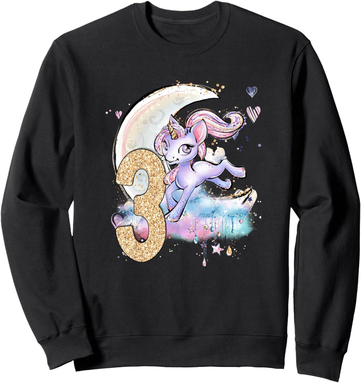 3. Geburtstag Einhorn Mädchen Mond Himmlische Kinder Sweatshirt