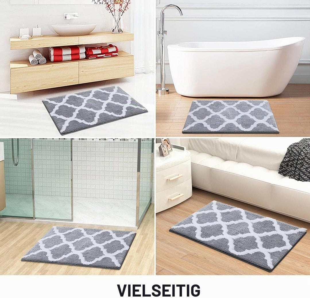 Homaxy rutschfest Badematte Badezimmerteppich Waschbar Hochflor Badteppich Flauschige Mikrofaser Bad