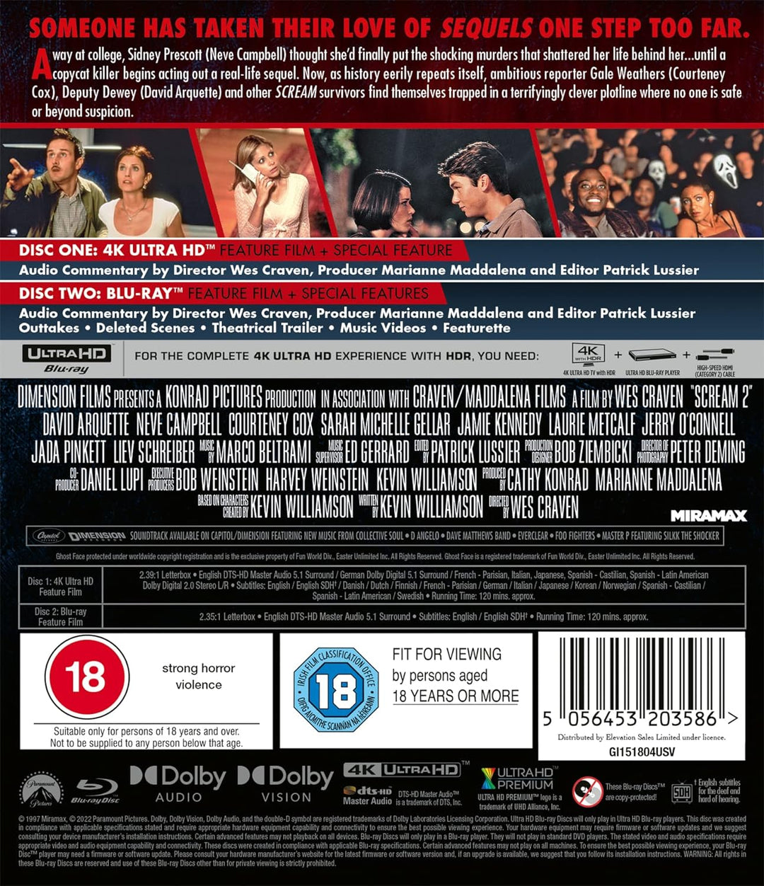 Scream 2 4K UHD + Blu-ray [Region A &amp; B &amp; C], Blu-ray
