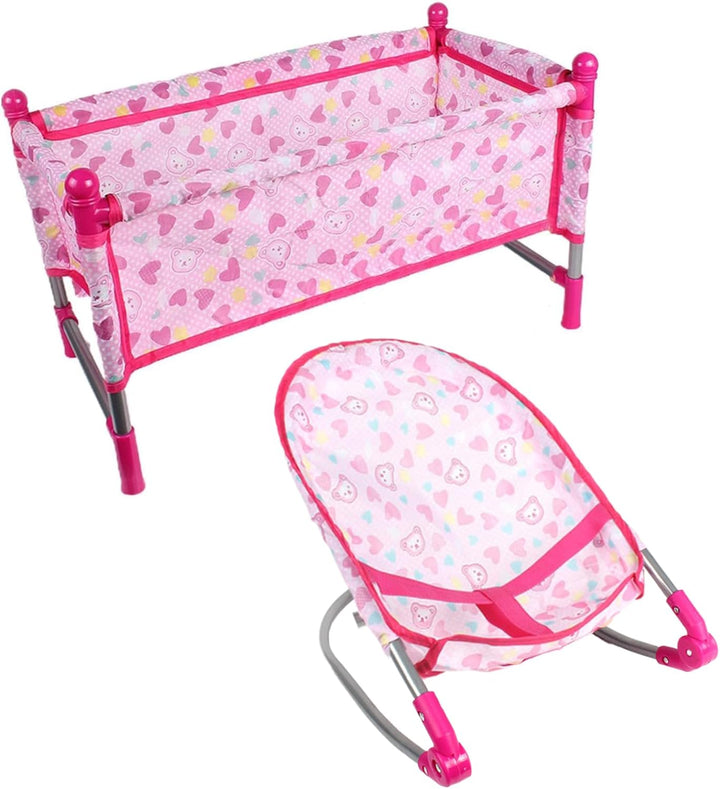 Puppenbett, einfach zu installierendes Puppenbett, Robustes aus Kunststoff und Stoff, Rollenspielspi