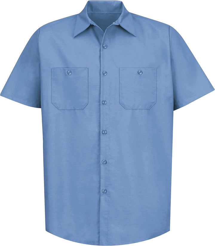 Red Kap Herren Industrial Regular Fit Kurzarm Button-Down-Arbeitshemd XL Hellblau, XL Hellblau