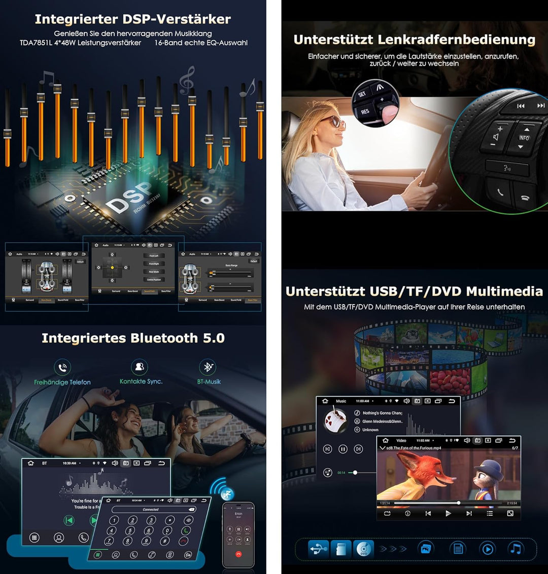 Erisin 8-Kern 4GB+64GB 7 Zoll Android 14 Autoradio mit GPS Navigation für Mercedes Benz S/CL Klasse