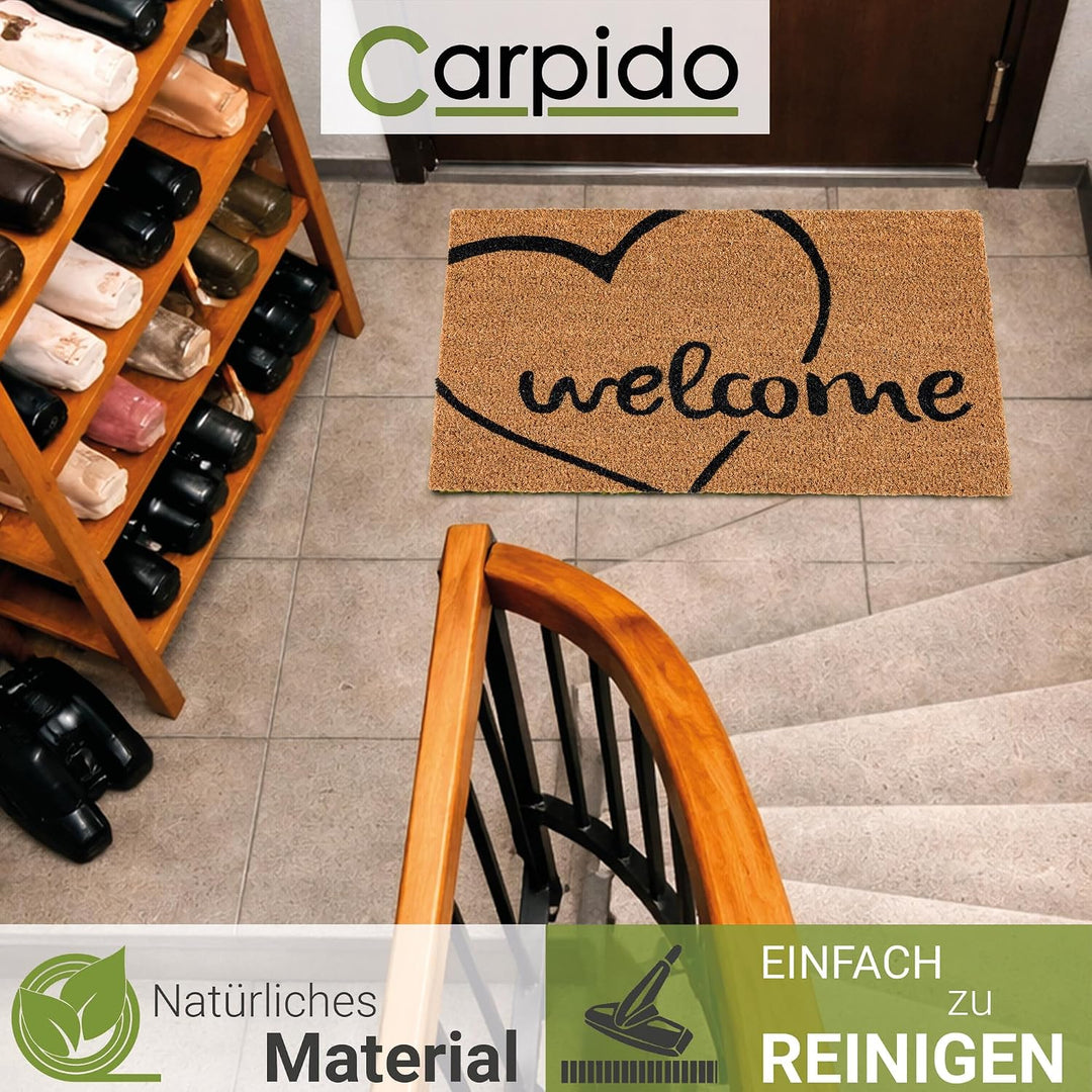 Eingangsmatte Kokos Türmatte Innen - Welcome Herz 2er Set 40 x 60 cm 40 x 60 cm - 2er Set Welcome He