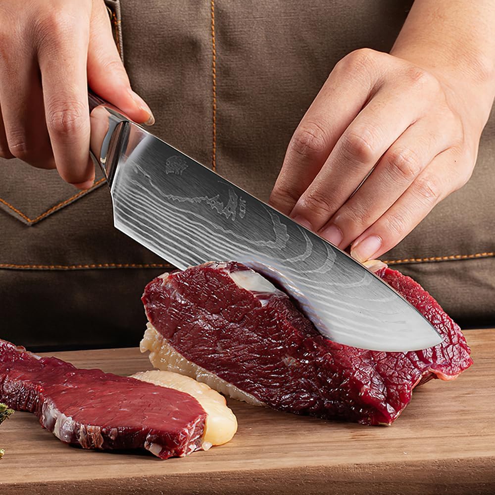 KEPEAK 3-tlg Küchenmesser Set: Küchen Messerset -Scharf Küche Messer Set - Kitchen Knife Set mit Koc