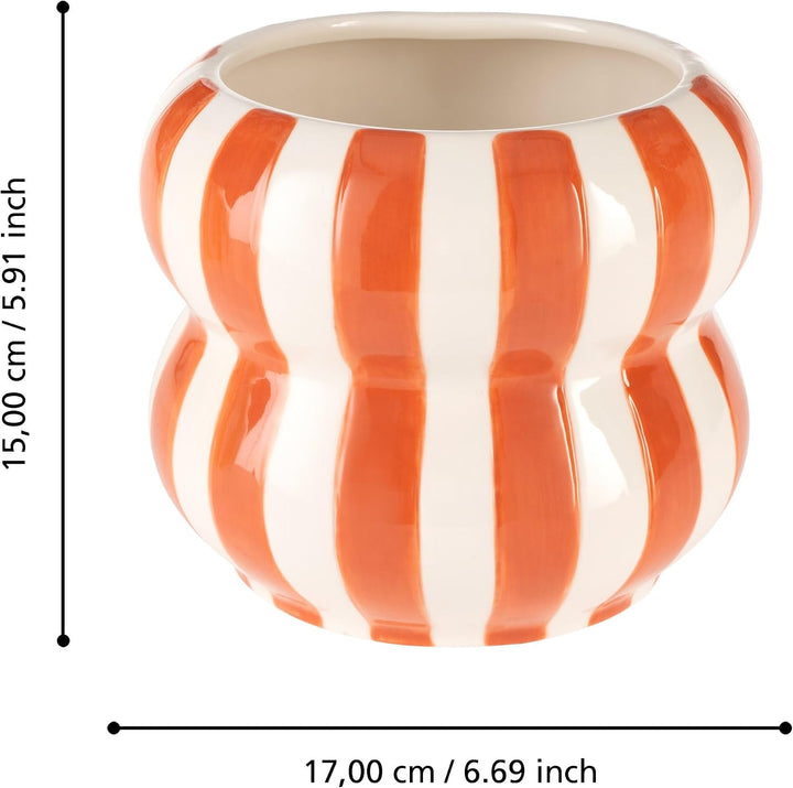 EGLO LIVING Blumen Übertopf Jinjiti, Ø 17 cm Blumentopf | aus Keramik mit Streifen, Topf für Kräufer