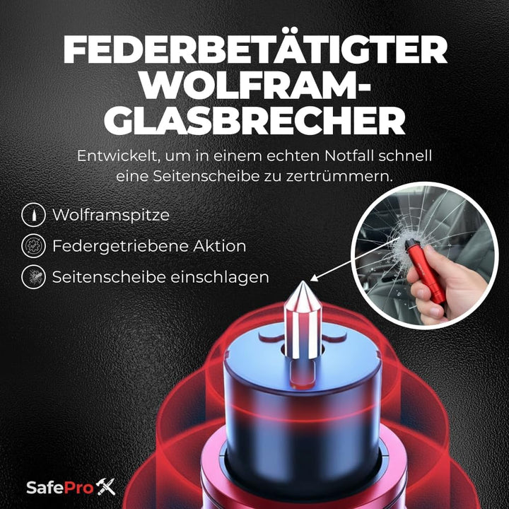 Notfallhammer Auto mit Gurtschneider - Lebensrettender Kompakt Federkörner Glasbrecher - Sicherheit