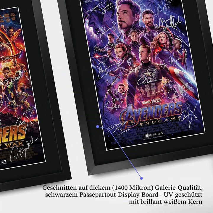 HWC Trading A3 FR Avengers Unendlichkeit War Endgame-Film-Plakat Downey Jr, Evans, Hemsworth Signed