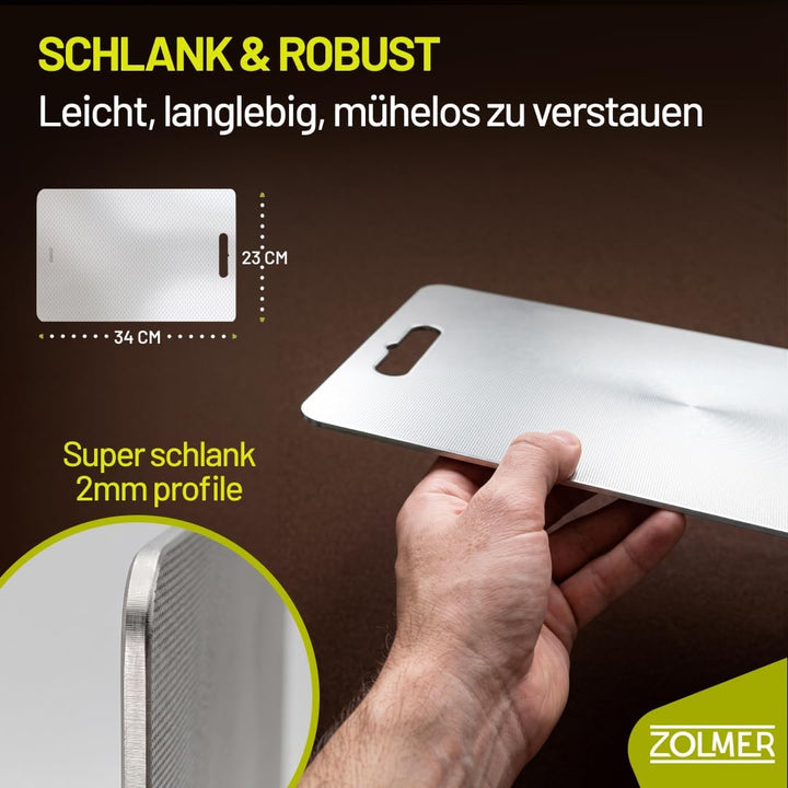 Edelstahl Schneidebrett 34x23cm Antibakteriell – Metall Schneidebrett Spülmaschinenfest, Premium ohn