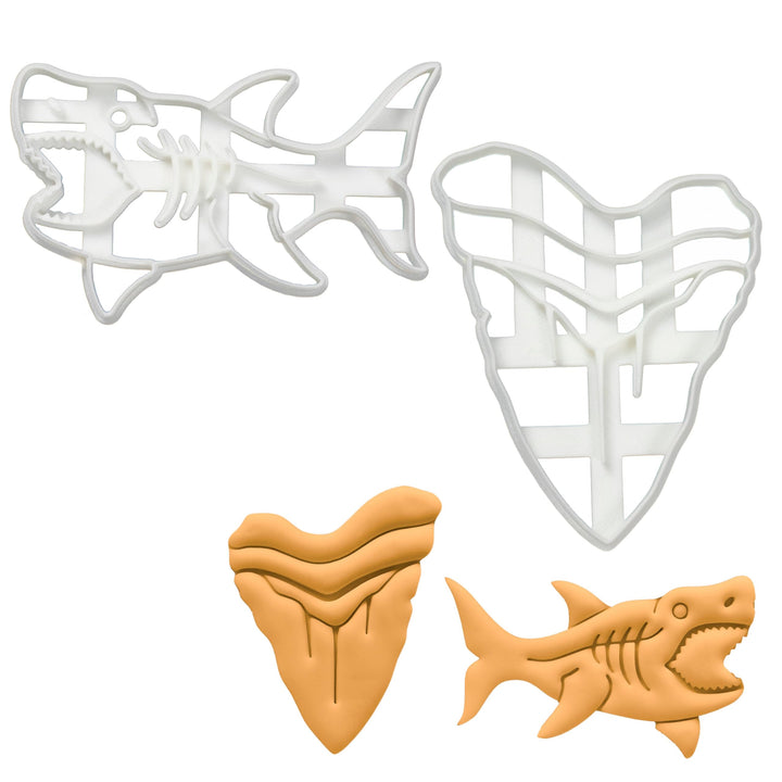 2er Set Megalodon Ausstechformen (Formen: Zahn &amp; Hai), 2 Teile, Bakerlogy