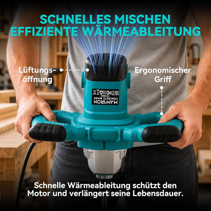 Rührwerk 600 W, Mörtelrührer mit 6 Gang-Getriebe, elektrischer Mörtelrührer