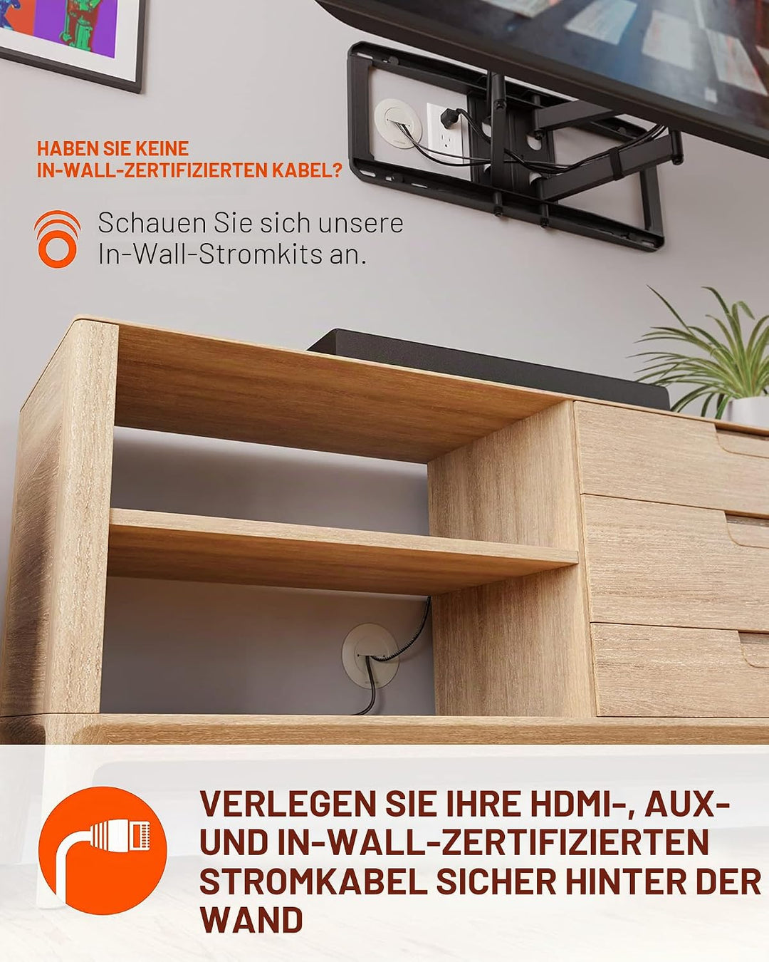 Echogear Kabel-Abdeckung für Wandfernseher - Wand-Kabeltüllen-Kit CMIWG White 2 Pack, White 2 Pack