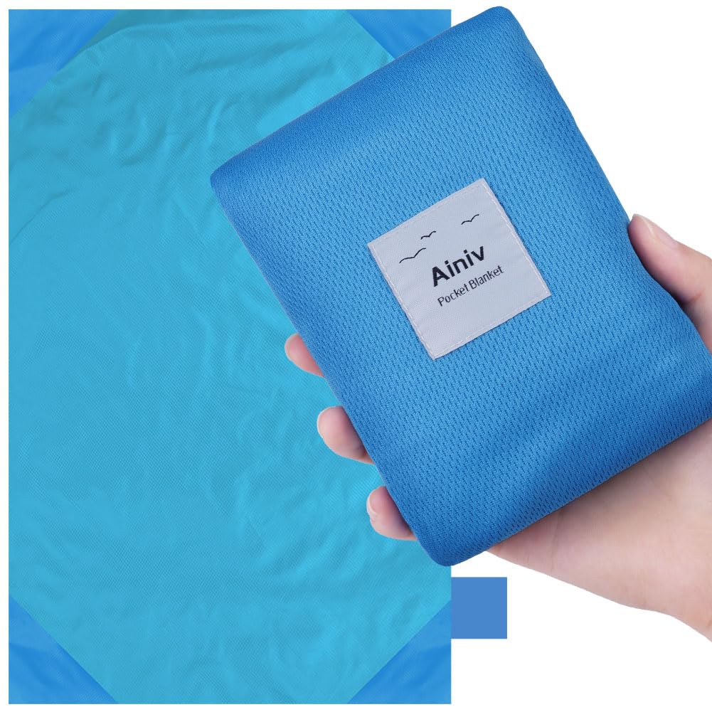 Ainiv Mini Picknickdecke, Ultraleicht tragbare Stranddecke Quiet Shade-clematis Blue 200 x 210 cm, Q