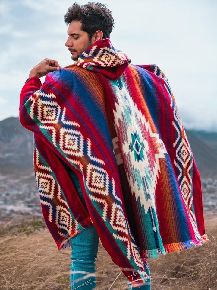 Alpaca World Unisex Alpaka Poncho Einheitsgrösse Wein, Lila, Orange, Variety, Einheitsgrösse Wein, L