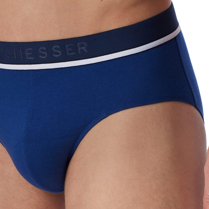Schiesser Herren Slip XL 6 X Blau / Schwarz, XL 6 X Blau / Schwarz