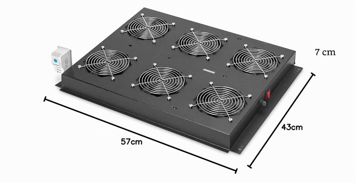 DIGITUS Dachlüftereinheit für Serverschrank der DIGITUS Unique Serie - 6x Lüfter - Thermostat - Schw