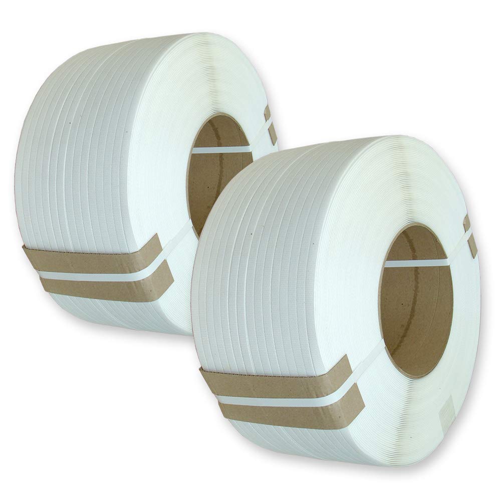 2 Rollen PP - Umreifungsband 12 mm breit x 0,63 mm - 3000 m, Kern 200 mm, weiss für Umreifungsmaschi