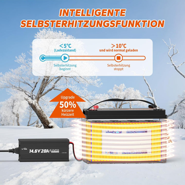 LiTime 12V 100Ah LiFePO4 Batterie mit Selbstheizung für Wohnmobil und Solar