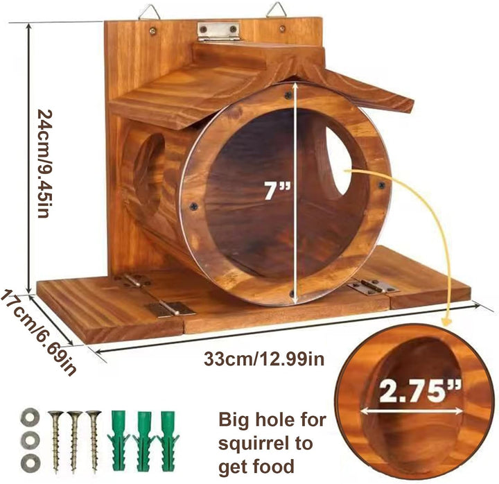 Eichhörnchen Futterhaus Aus Holz, Streifenhörnchen Futterstation Mit Belüftungslöchern, wetterfeste