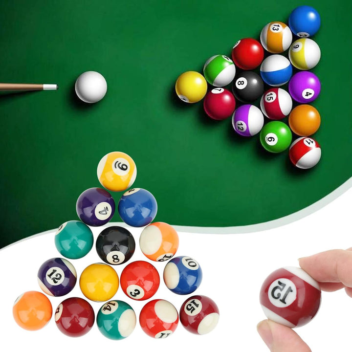 Billardkugeln Set 16 Stück 38 mm Mini Pool Ball Billard Set aus Kunstharz Mini Billardtisch Zubehör