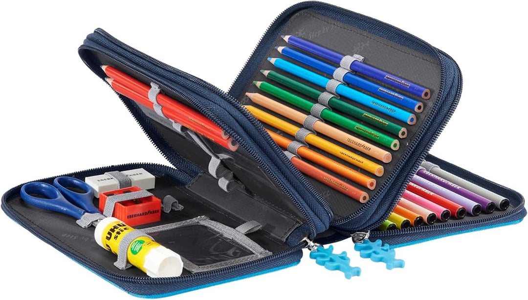 Step by Step XXL-Mäppchen, Sky Rocket, blau, 43-teilig, mit Schreibutensilien vorbestückt, für die 1