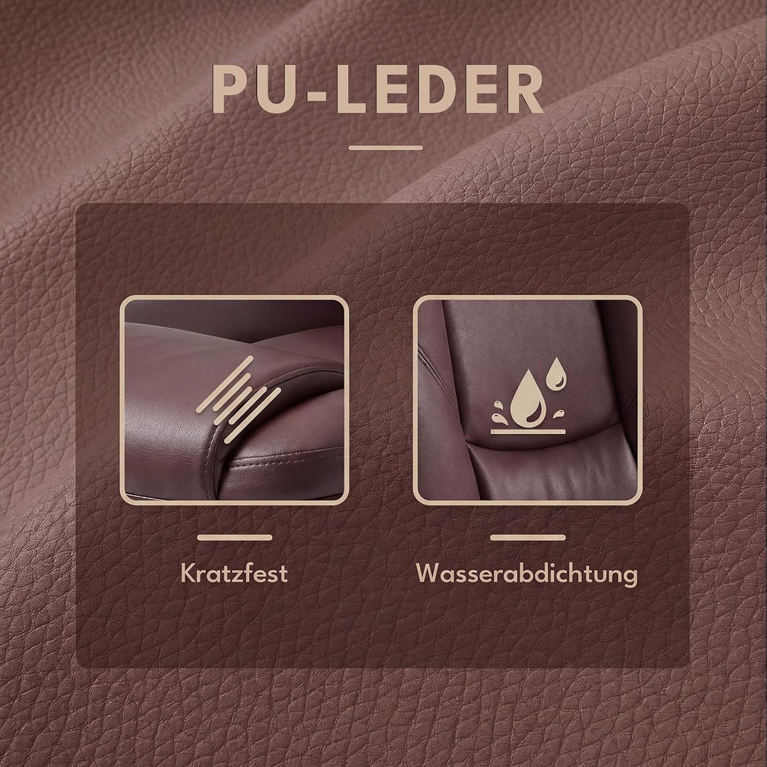 Bürostuhl mit Wippfunktion 150kg, Chefsessel Hohe Rückenlehne Braun, Braun