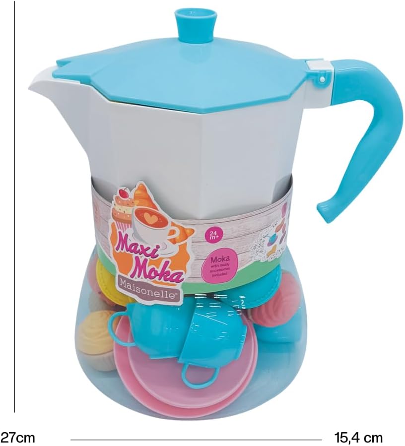 ODS - Maisonelle, Maxi Moka mit Zubehör für Kaffeepause, Produktmasse 27 x 15,4 cm. Spielzeug für Ki